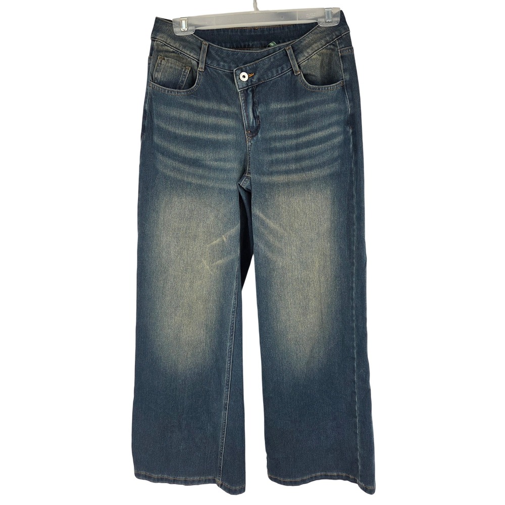 Halara Asymmetric Low Rise Baggy Washed Casual Jeans with Pockets Medium Regular